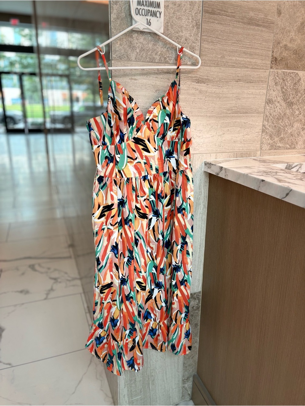 NWOT Colorful Abstract Print Spaghetti Strap Dress